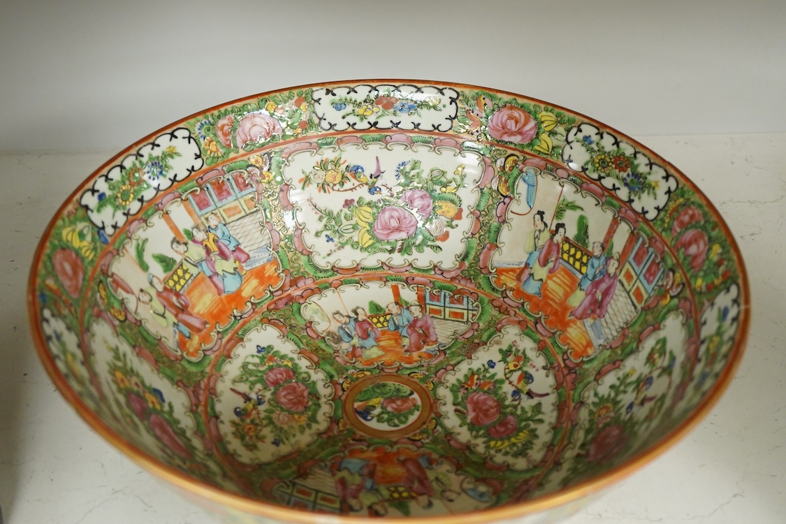 A 19th century Chinese famille rose punch bowl, 33.5cm